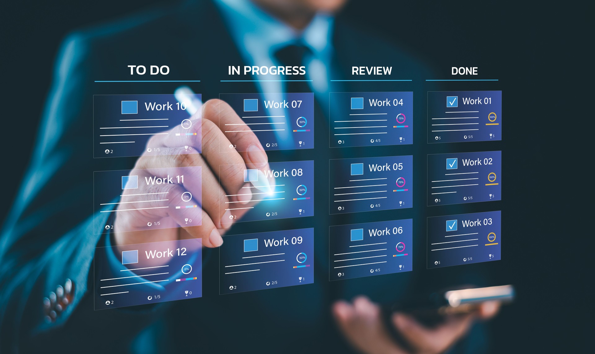 Conceito de mudança rápida do processo de tarefa. Gerenciamento ágil de projetos, desenvolvimento de integração de software. Tela do quadro da metodologia Kanban ou scrum. Fluxo de trabalho do desenvolvedor, ferramentas de organização visual, estrut